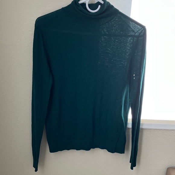 Deep Teal Green Cashmere Turtleneck Sweater - Picture 1 of 7